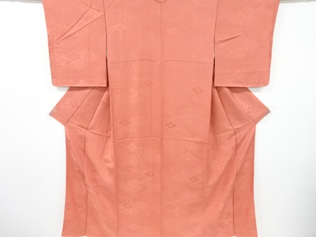 斜め格子に立涌模様織り出し色無地着物